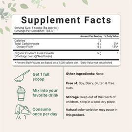 Micro Ingredients Organic Psyllium Husk Powder, 2lbs (32oz) | Daily Soluble Fiber Supplement | India Origin | Natural Prebiotics & Probiotics | Supports Digestive Health|Non-GMO, Keto Friendly, Vegan