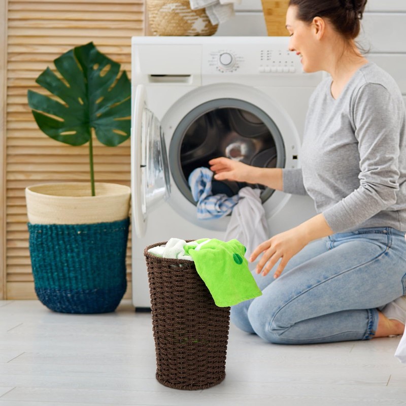 Bekith 2 Pack Small Wicker Waste Paper Basket Woven Basket
