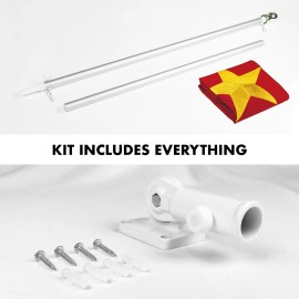 UD_G128 - 6 Feet Tangle Free Spinning Flagpole (Silver) China Flag Brass Grommets Embroidered 3x5 ft (Flag Included) Aluminum Fl