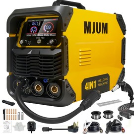 MJUM 160A 4-in-1 Welding Machine: 110V/220V Dual Voltage MIG Welder with Smart Synergic Control, Flux Core/Gas MIG/Lift TIG/Stick Welder, IGBT Inverter HD Display for Home Repair Auto Fabrication