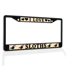 Fastasticdeals Metal Insert License Plate Frame I Love Sloths A Weatherproof Car Accessories Black 2 Holes Solid Insert
