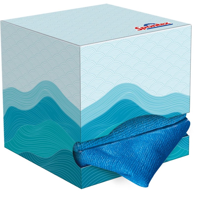 Spontex Microfibre Box, Microfibre Cloths in Practical Dispenser Box, Refillable,