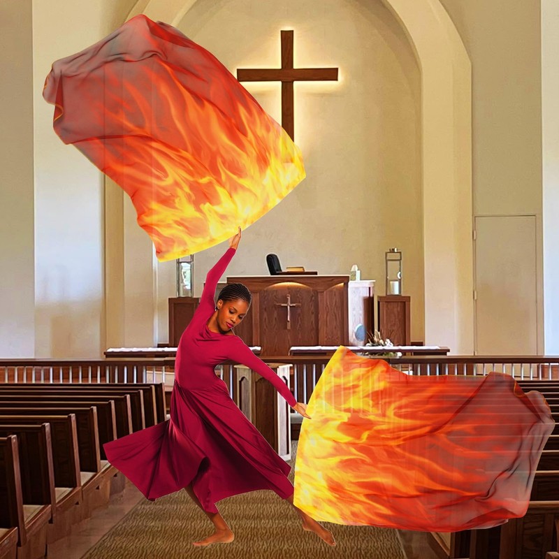 Baisdan 54"x45" Fire Worship Flags for Dance Church, Praise Dance