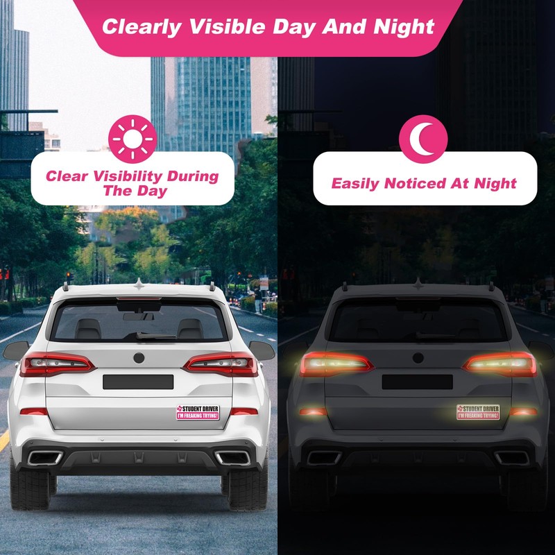 Student Driver Sticker Magnet for Car - Cosmisun 4 Pcs