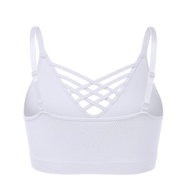 HATOPANTS brasier deportivo para mujer con tirantes cruzados, bandeau sin aros, sin tirantes, 266-blanco-ajustable, G-EG