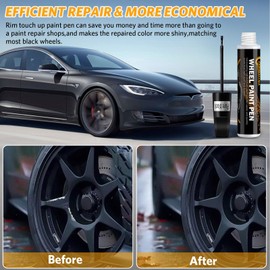 CARSMALLMA Black Rim Touch Up Paint,Car Wheel Paint for Rims Scratch Repair Remover Pen Kit with Varnish Coating Pen,Wheel Touch Up Paint for Cars Quick and Easy Fix Rim Curb Rash Scuff(Black Varnish)