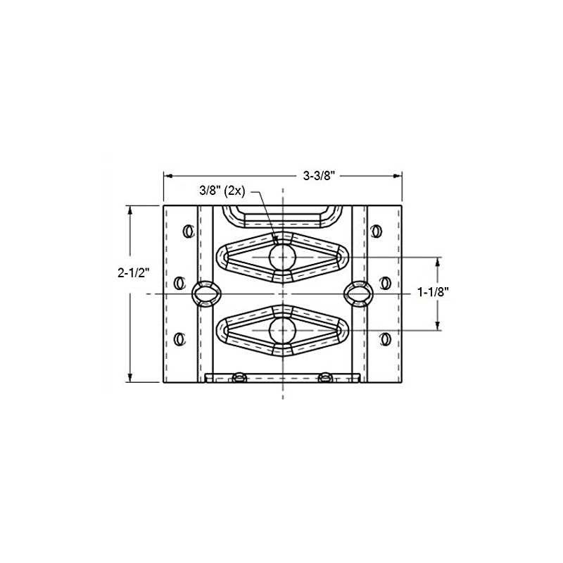 2-1/2" x 3-3/8" Surface Mount Table Corner Apron Brackets -