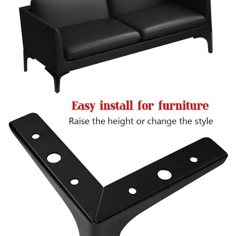 Cjueiom 13cm / 5 Inch Furniture Legs, Black Metal Triangle