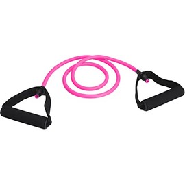 Fitness Band, Resistance Band, Tube Expander with Foam Handles, Resistance Band, Gymnastics Band, Muscle Training, Yoga, Pilates, Fitness, Rehabilitation for Men & Women, Colour Pink-Light, 10 lb