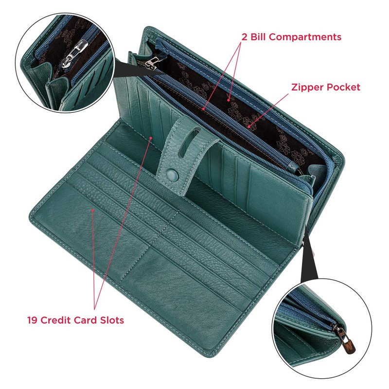 Itslife Cartera para mujer, de gran capacidad, con bloqueo RFID,