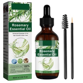 Rosemary Oil Hair 60 ml, Rosemary Essential Oil for Skin, Hair Care, Eyebrow & Eyelash Growth, Nourishes the Scalp, Rid of Itchy & Dry Scalp, 60 ml