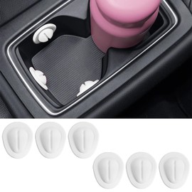 Msyuusr 6PCS Car Cup Holder Insert, Silicone Elastic Flexible Non-Slip Cup Holder Expander, Universal Car Cup Holders Stabilizer Car Accessories Limiter with Self-Adhesive (White)
