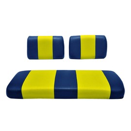 Seat Cover Replacement for EZGO Marathon Golf Cart - Front or Rear Bench Seat - Premium Marine Vinyl - 5 Panel Stitching - Staple On Installation - Two-Tone Golf Cart Seat Covers (Blue & Yellow)