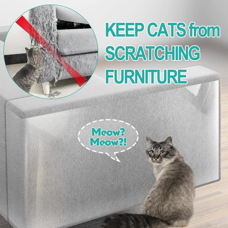 Lovinch [Thicken Vinyl] Anti Cat Scratch Furniture Protector, Single-Sided 160"x12.4"