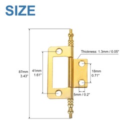 sourcing map Non-Mortise Hinges, 2pcs Iron Butt Hinge Cabinet Hinge Door Hinges for Cabinet Hardware Cupboard Door Furniture (Gold, 3.43 x 0.75inch)