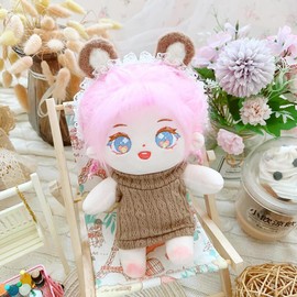 niannyyhouse 6.9 inches (20 cm) Plush Clothes Backless Sweater Cotton Doll Clothes Dress Up (C1-dark brown)