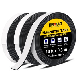DIYMAG Magnetic Tape, 3 Rolls Magnetic Strip with Strong Self Adhesive Flexible Magnet Tape Roll for Craft DIY Projects, Whiteboards and Fridge Organization, 1/2" Wide x 1/14" Thick x 30Ft