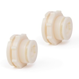 ChillWaves ABS Bulkhead Fitting 2" Double Thread Connector Adapter with Plugs for Water Tank, Aquariums, Rain barrels(2-PACK)