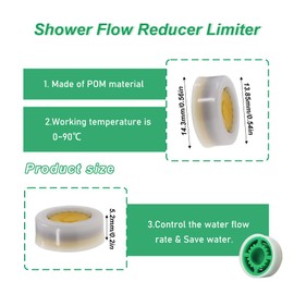 10pcs Water Flow Restrictor Shower Flow Restrictor Shower Head Flow Restrictor Water Flow Saving Adapter Set for Fixed Shower Head or Handheld Shower (13.9x14.3x5.2mm, G14)