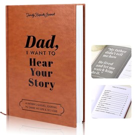 Dad, I Want to Hear Your Story, Father's life journal to Share His Life and Love, Leather Wrapped Hardback, Portable Journal For Dad Birthday, Best Gift for Dad
