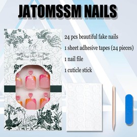 French Tips Press on Toenails Short - 24PCS Colorful French Edge Fake Toenails Square Acrylic Nails Durable Summer Glue on Toe Nails Beach Gel Nails Static Toenails for Women Girls DIY Nail Salon