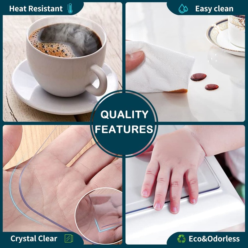 Wadrac Multisize Small PVC Clear Table Cover Top Protector-12x38 in