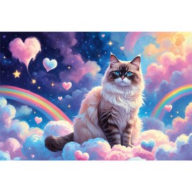 Trefl - House Cat Puzzle 160 Pieces - Colourful Puzzle with a Cat in the Clouds, Creative Entertainment, Fun for Children from 6 Years