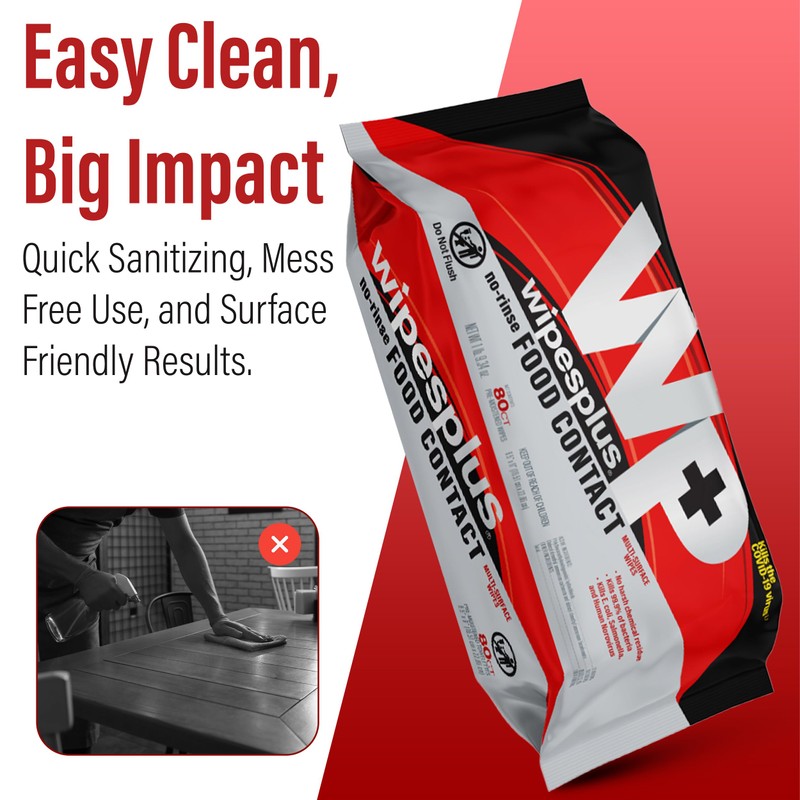 WIPESPLUS No-Rinse Food Contact Wipes, Multi-Surface Wipe, Unscented for Home