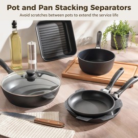 40 PCS Pot and Pan Protectors, Felt Pot Dividers for Stacking (10-15 Inches, 5 Sizes), Grey Felt Divider Pads for Pots and Pans, Anti-Scratch Heat Insulation Felt Cookware Separators Kitchen Tools