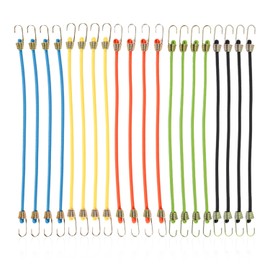 Pack of 20 Bungee Cords with Hooks, Latex Elastic Cords, Mini Bungee Ropes, Fixing Straps for Items, Camping Equipment