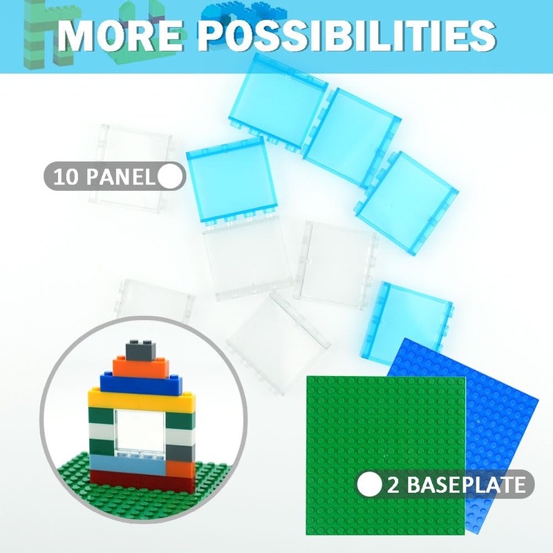 310 Pieces Classic Bricks Parts Pack, 2 Stackable Base Plates