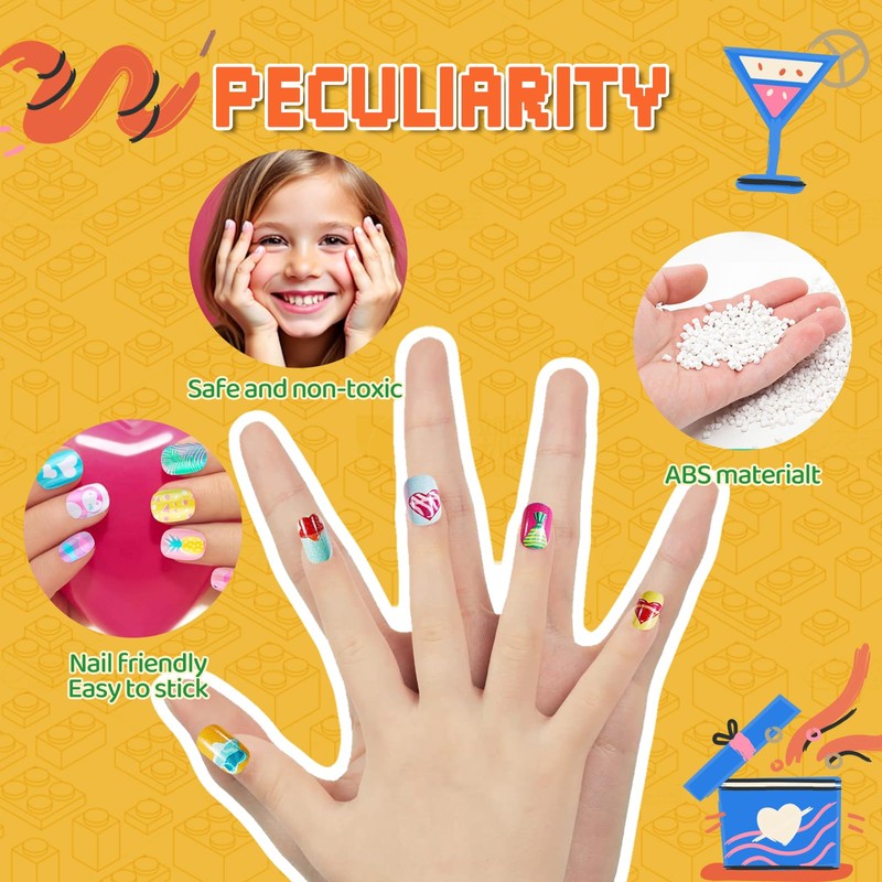 240Pcs Kids False Nail with Nail Glue Children Girls Press