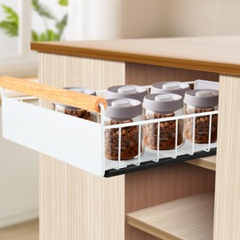 BlyeMichdi Pull Out Cabinet Organizer,Cabinet Drawers Slide Out Basket Adhesive,Pantry Drawer Slide Out Storage Shelves for Kitchen, Bathroom,Home,15×9.5×3.5''
