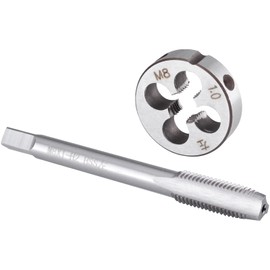 Burkit M8 X 1 Tap and Die Set Left Hand, M8 x 1.0 Machine Thread Tap and Round Die