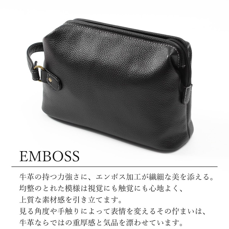 GROOVE GEAR ggs-6005 Men's Second Bag, Embossed Cowhide Leather, Bag,