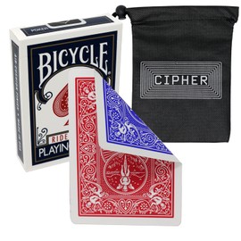 Bicycle and Cipher Playing Cards Double Back - Gaff Bicycle Deck - Includes Cipher Playing Cards Bag (Red/Blue)