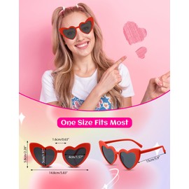 PLULON 2 Pairs Heart Sunglasses for Women Heart Love Shaped Glasses Vintage Red Sunglasses Retro Lovely Fashion Cute Sun Glasses Suitable for Bachelorette Party Favors