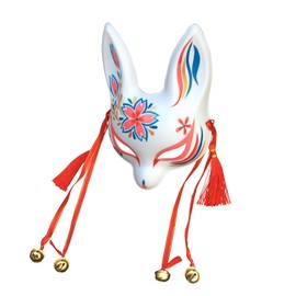 YangYong Little Bunny Kitsune Mask, Traditional Japanese Cosplay Rabbit Fox Kabuki Mask Kimono Costume Accessories Room Decor