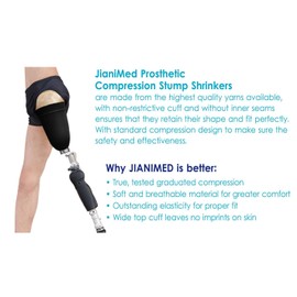 JianiMed Prosthetic Stump Shrinkers– Above Knee, 30cm, Compression, Amputee Socks, 20-30, Daily use, Taiwan Excellence XL