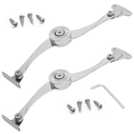 Pack of 2 Soft Close Lid Support Hinges with Attachment, Lid Hinges Foldable to Stay Open, Flap Fitting Heavy Duty for Cabinets, Shelves, Boxes, Motorhomes