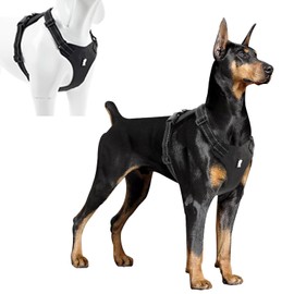 KAREN Arnés para Perro Mediano Grande Pequeño, Ajustable Anti Tirones Arnés Táctico de Entrenamiento para Perro,Reflectante Resistente para Caminar Viajar Entrenar Perros Accesorios(Nergo, XL)