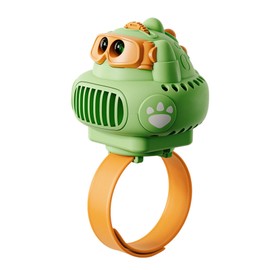 Dinosaur Projection Watch Fan Small Cartoon 3 Wind Speed Fan USB Rechargable with Comfortable Wrist Strap Gifts for Kids with Built in Battery Green