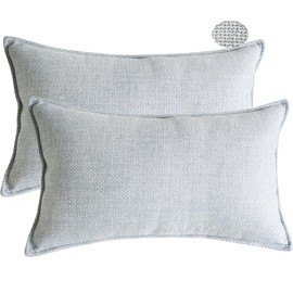Lutanky Linen Cushion Covers Pack of 2 Elegant Rectangle Throw Pillow Cases for Sofa Bedroom Home Decoration with Invisible Zipper Silver Grey (30 x 50 cm, 2 Pieces)