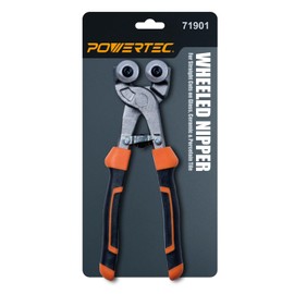 POWERTEC Wheeled Tile Nippers for Glass, Ceramic, Porcelain, and Mosaic - Ergonomic Soft Grip, Heavy Duty 22mm Tungsten Carbide Scoring Wheels Cuts and Trim Tile Up to 1/4” (71901) 1 Pack
