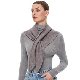 PULI Women's Taupe Melange 100% Wool Triangle Scarf Warm Neck Head Shawl Wraps Winter Fashion Accessories Gift Package