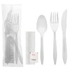 Party Essentials Individually Wrapped Plastic Cutlery Kits/Silverware Packets, 250 Sets,
