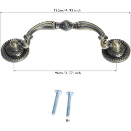 Mgoodoo Pack of 2 100 mm Antique Brass Cupboard Drawer Window Drawer Wardrobe Pull Handle DIY