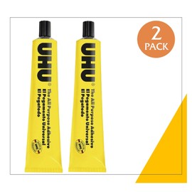 UHU All Purpose Adhesive, Fast, Strong, Crystal-Clear, Adjustable, Permanent, Transparent, 125 ml Tube, Pack of 2