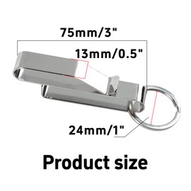 LVYKING 2 Pcs Tactical Key Holder, Stainless Steel Duty Belt Key Holder, with Detachable Keyring, Integrated Molding Model, Silver