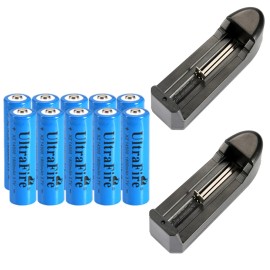 UltraFire 10pcs UltraFire 14500 Battery 3.7V 1800mAh Rechargeable Cell +2pcs Charger